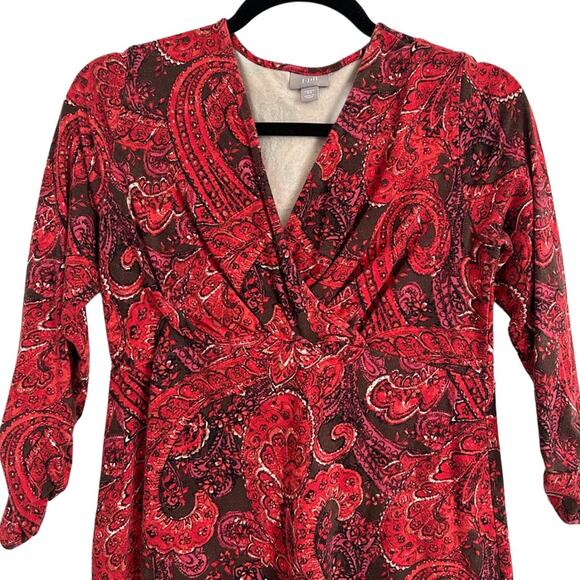 J. Jill‎ Paisley Knit Jersey Dress Size X-Small XS EUC - Picture 2 of 8